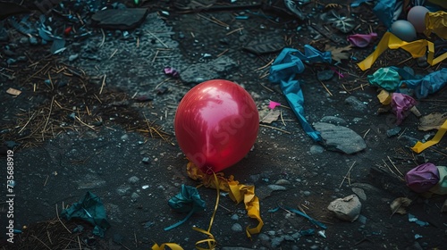 Deflated Dreams: Symbolic portrayal of lost purchasing power amidst discarded party decorations