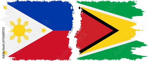 Free Download Guyana and Philippines grunge flags connection vector - GFXLoad