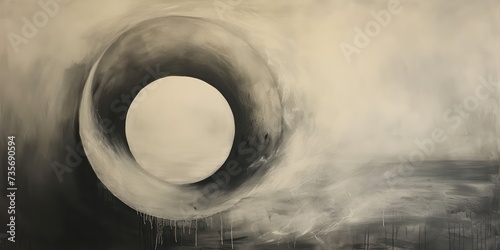 Vintage charcoal painting circular style, with delicate hues blending in circular formations.