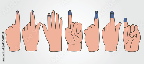set of election ink mark vector illustration design. ink mark on hand after vote design photo
