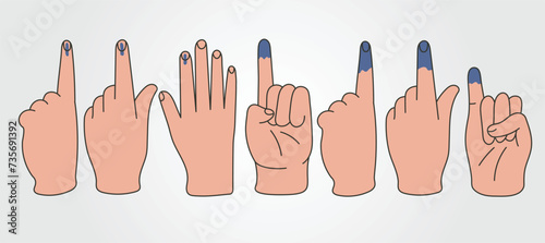 set of election ink mark vector illustration design. ink mark on hand after vote design