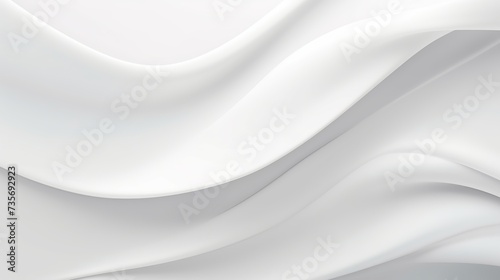 Minimal abstract white background with smooth curve, flowing satin waves for backdrop design for product or text over backdrop design