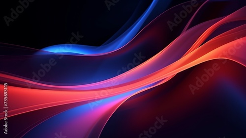 Motion flow elements with neon led illumination. Futuristic abstract background