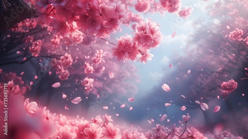 Dreamy Cherry Blossoms Adrift in Ethereal Spring Light