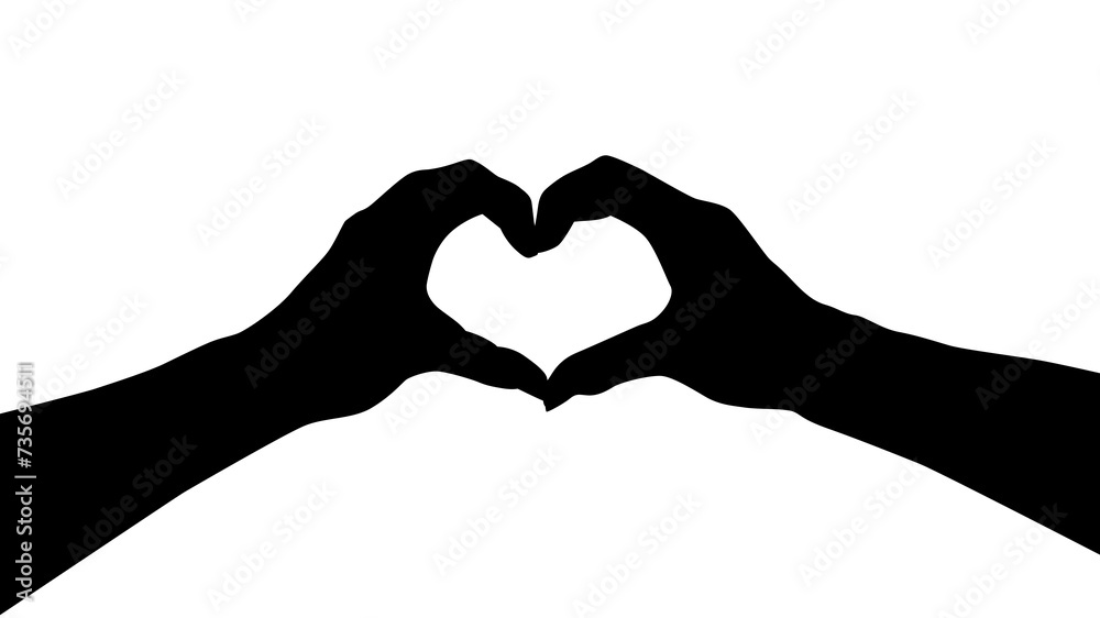 Obraz premium ハートを作る手シルエット