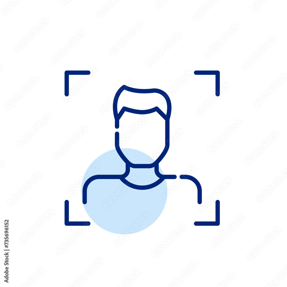 Face recognition. Male user. Pixel perfect, editable stroke Face recognition. Male user. Pixel perfect, editable stroke