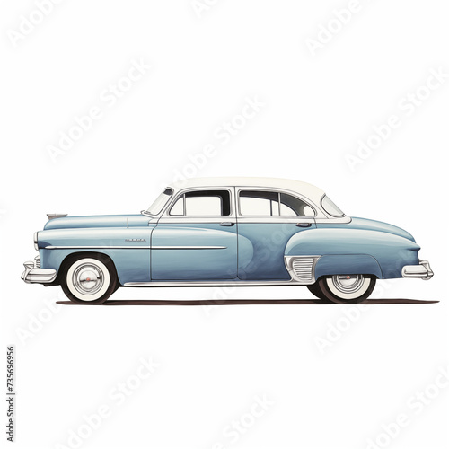 Pastel Blue Old Fashioned Car