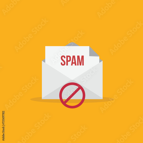 Spamming mailbox icon. Email hacking and spam warning symbol. EPS10 Vector Illustration.	