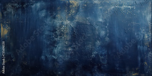 Dust and scratches evoking a vintage feel, set against dark navy blue abstract background.