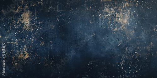 Dust and scratches evoking a vintage feel, set against dark navy blue abstract background.