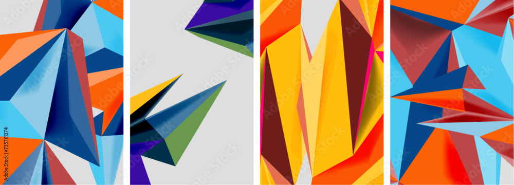 Triangle low poly mosaic posters. Vector illustration For Wallpaper, Banner, Background, Card, Book Illustration, landing page Triangle low poly mosaic posters. Vector illustration For Wallpaper, Banner, Background, Card, Book Illustration, landing page