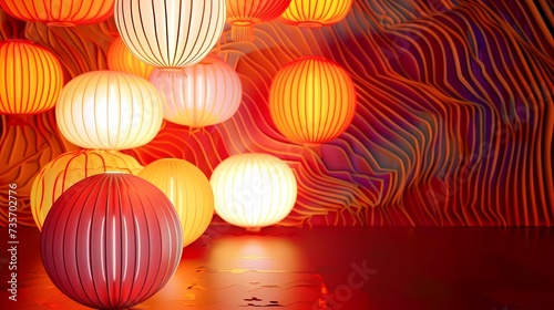 lanterns on red table poster background