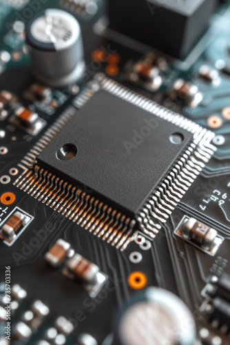 Close-up View of Computer Motherboard. Banner.