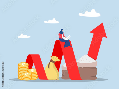 Income growth chart, pay zakat, donation zakat mutual fund,from profit invest business, Flat cartoon vector illustration