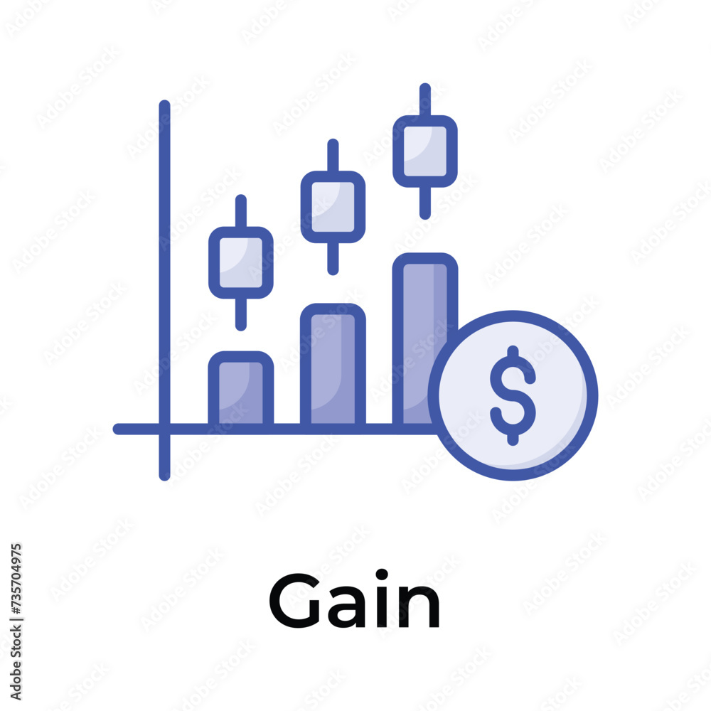 Stock market growth chart vector design isolated on white background