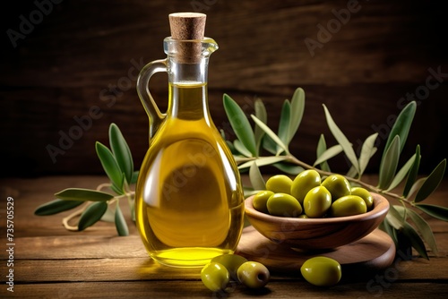 Olive oil with fresh olives