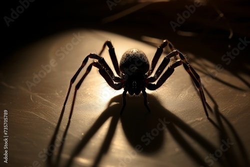 Parasitic insects indoors: Shadow of a spider or bed tick at night © Denis