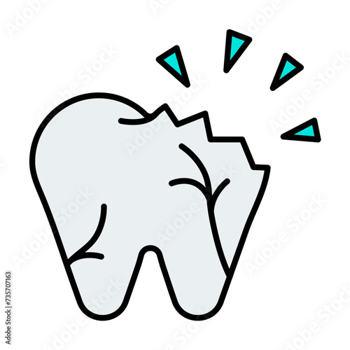 Broken tooth. Dental icon set - Colorline Icon