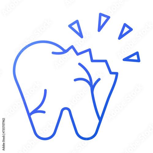 Broken tooth. Dental icon set - gradient Icon