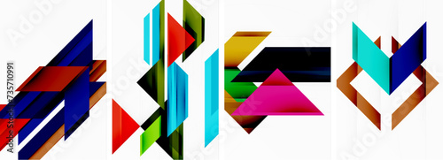 Triangle poster abstract background set for wallpaper, business card, cover, poster, banner, brochure, header, website