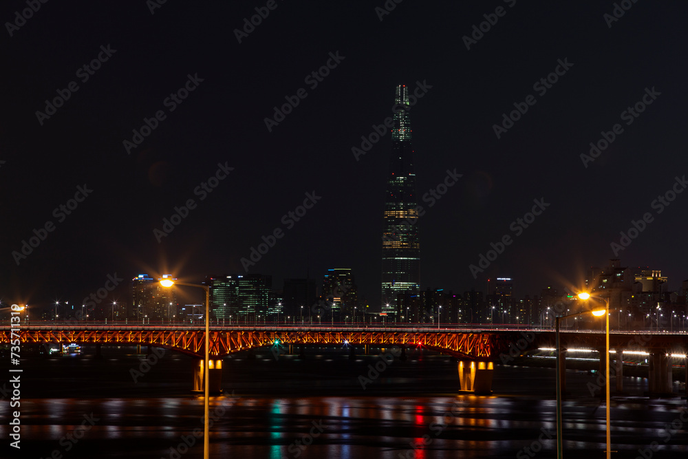 View of the bridge in the night