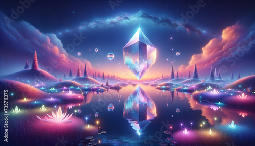 Twilight Prism: Surreal Serenity with Radiant Light