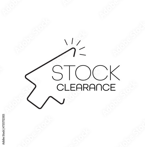 Stock clearance text on white background