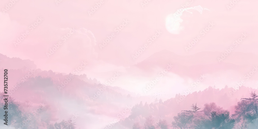 Pink pastel background with florals, delicate hues caressing the senses like a gentle breeze, soothing and tranquil.