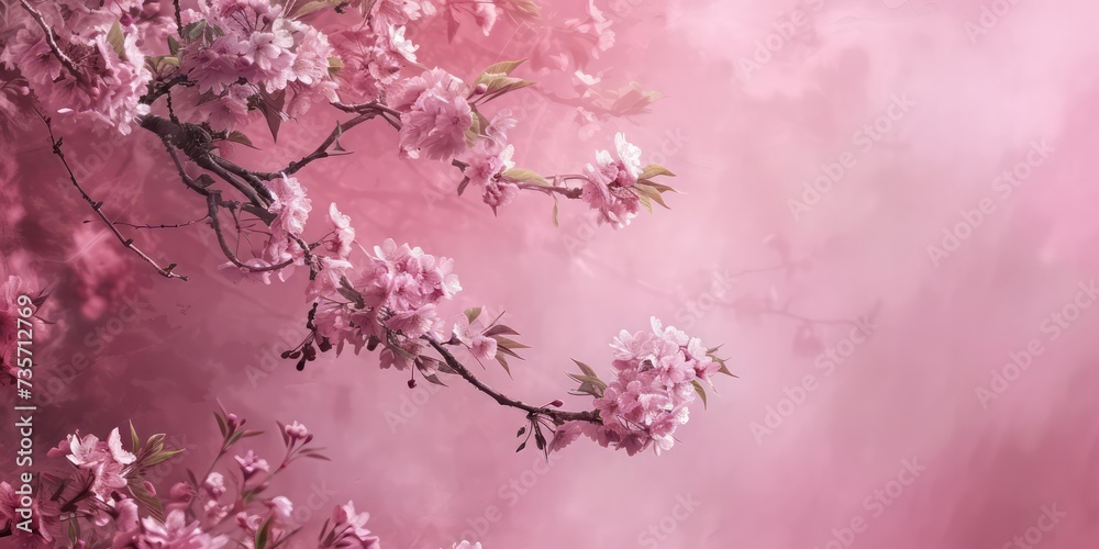 Pink pastel background with florals, delicate hues caressing the senses like a gentle breeze, soothing and tranquil.