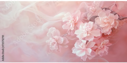 Pink pastel background with florals, delicate hues caressing the senses like a gentle breeze, soothing and tranquil.