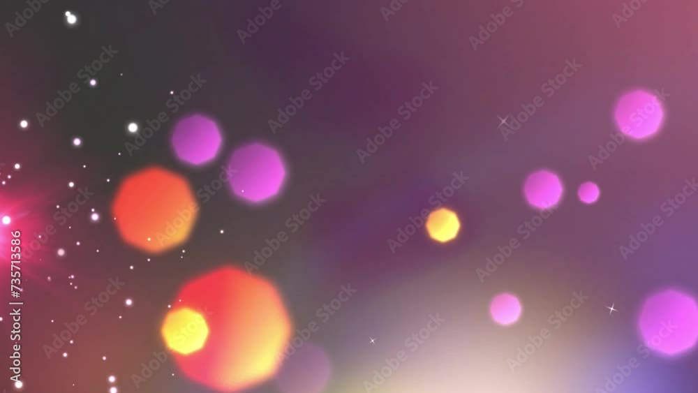 Ethereal light leaks with floating bokeh spots and hexagons and glittering particles. Abstract background, design element or overlay.
