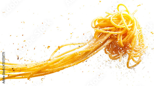 spaghetti noodles on white.  Generative Ai.