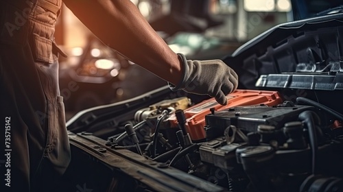 Technician Hands of car mechanic working repair in auto repair Service and Maintenance. © Xabrina