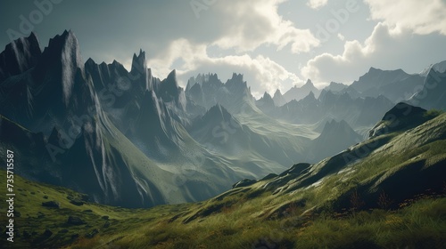 panorama of the mountains. Generative AI