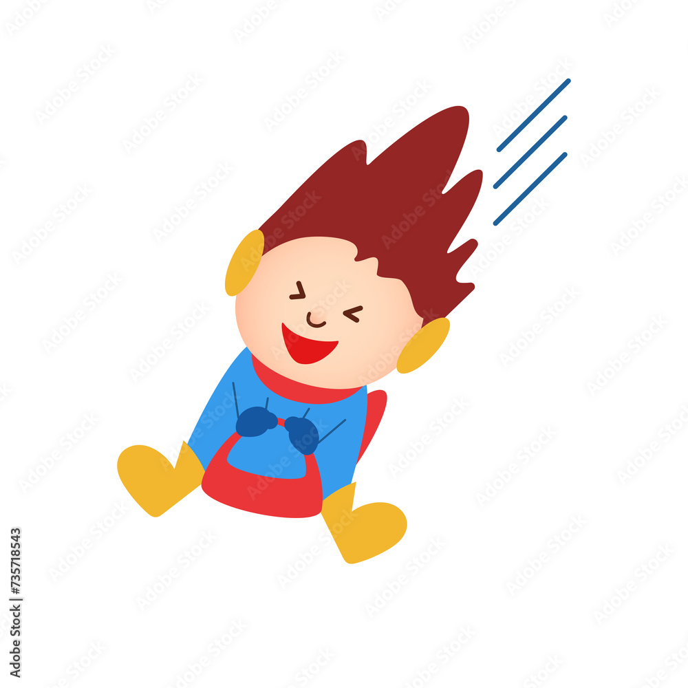 そりを滑る元気な男の子のイラスト そりを滑る元気な男の子のイラスト