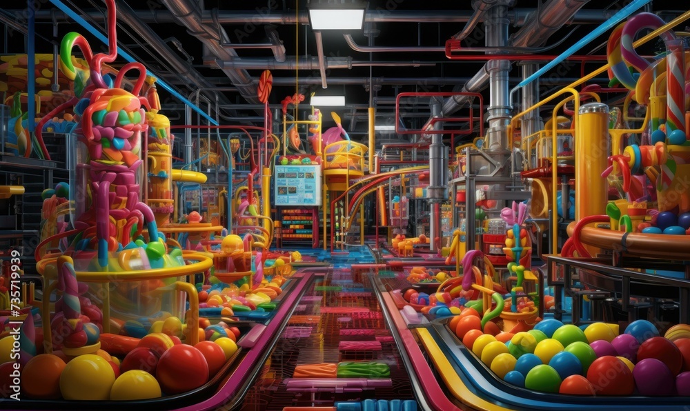 A room filled with toys and candy. Generative AI.