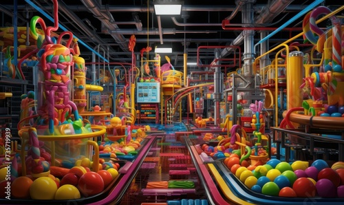 A room filled with toys and candy. Generative AI.