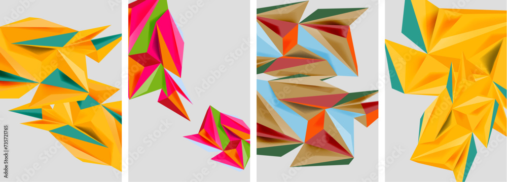 Triangle low poly mosaic posters. Vector illustration For Wallpaper, Banner, Background, Card, Book Illustration, landing page Triangle low poly mosaic posters. Vector illustration For Wallpaper, Banner, Background, Card, Book Illustration, landing page
