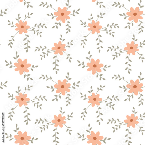 Vector seamless pattern with delicate flowers and leaves. Tender floral wallpaper. Texture for textile or wrapping paper. © Tatiana