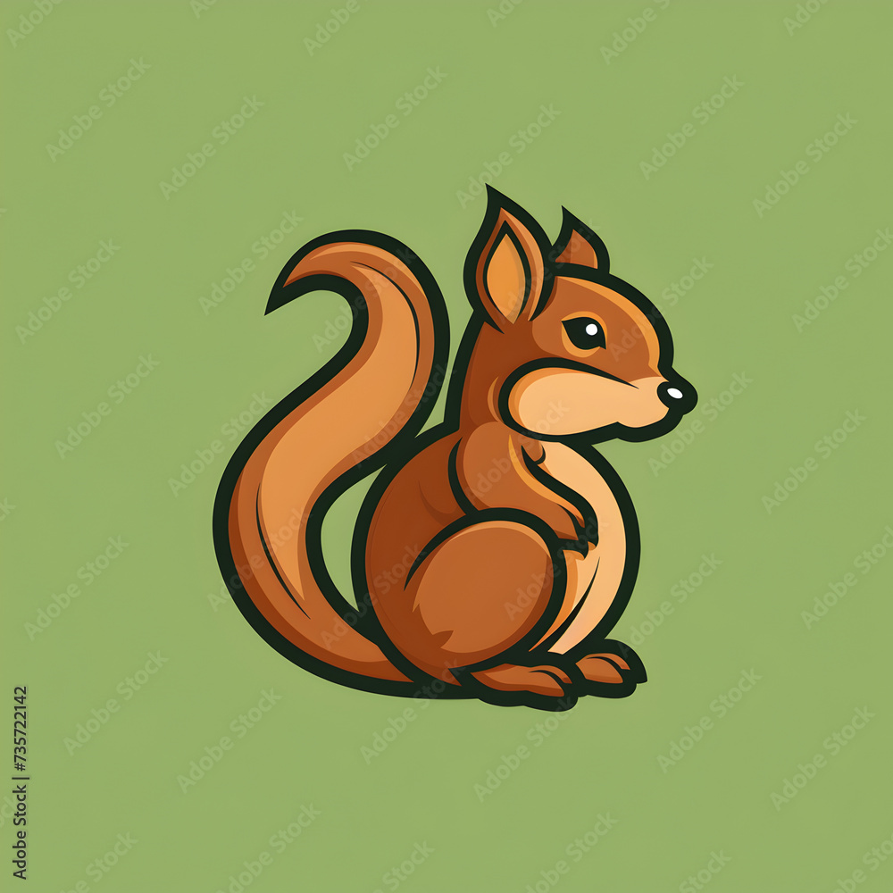 A logo illustration of a playful squirrel on a green background. Created with generative AI. A logo illustration of a playful squirrel on a green background. Created with generative AI.