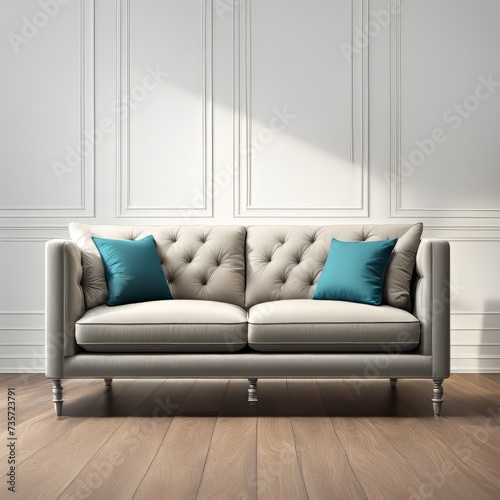 white sofa on modern interior background, living room, Scandinavian style, 3D rendering, 3D illustration
