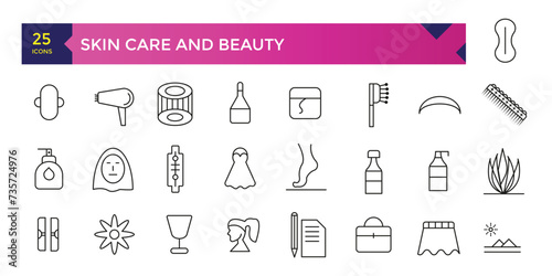Skincare and cosmetology beauty therapy and healthcare icon set collection