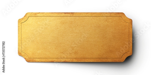 blank golden ticket, top view, isolated on white. Generative Ai. © 용성 김