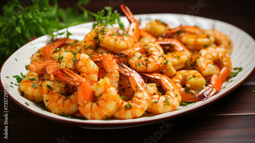 Pan-fried shrimps with herbs