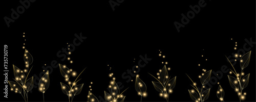 Golden Line art botany banner. Japanese style Hand drawn vector. Line art style design. Concept traditional Asian Card with space for text wedding, invitation, template card Golden frames.