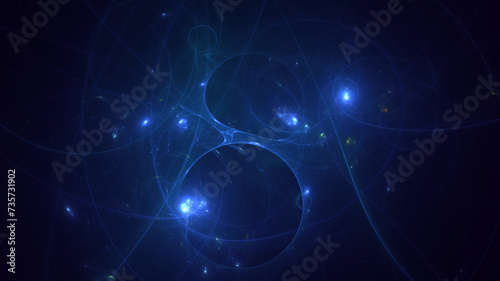 3D manual rendering abstract blue fractal light background