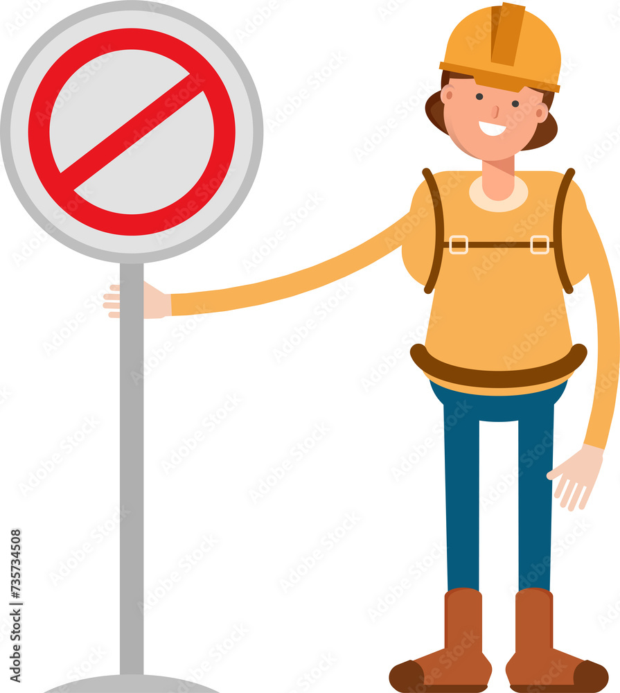 Woman Mountaineer Character and Prohibition Signage
Woman Mountaineer Character and Prohibition Signage