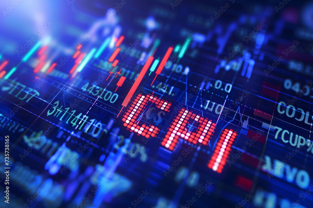 digital stock chart or graph background and word 