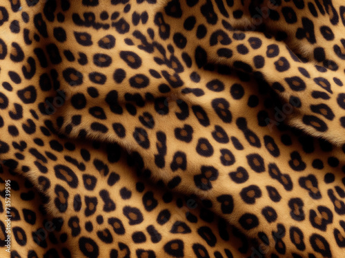 Leopard black and brown spotted print. Wavy texture  looks like plush material. Generative AI