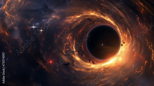 Supermassive black hole. AI generated. photo